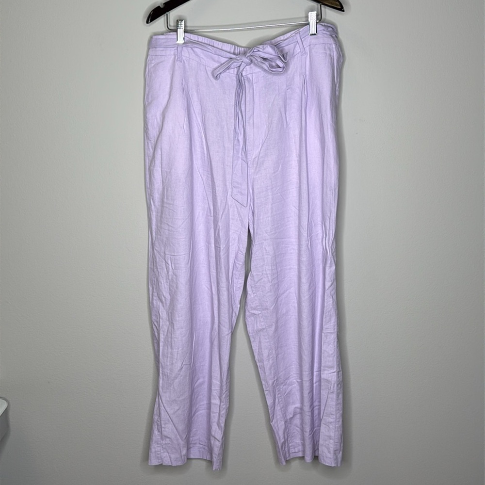 Old Navy High-Waisted Linen-Blend Cropped Wide-Leg Pants in Purple Size XL Tall